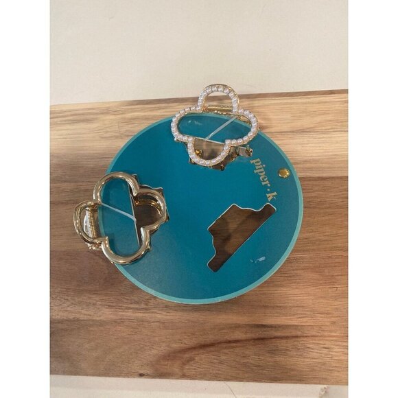 Piper K Gold and Pearl claw hair clips - Picture 1 of 2